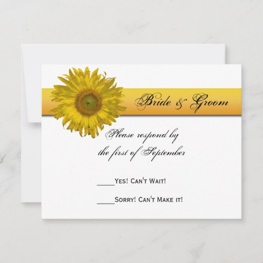 Sunflower Stripe Wedding RSVP Response Kaart (Voorkant)