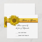 Sunflower Stripe Wedding RSVP Response Kaart (Voorkant / Achterkant)