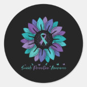 Sunflower Suicide Prevention Awareness Month  Ronde Sticker (Voorkant)