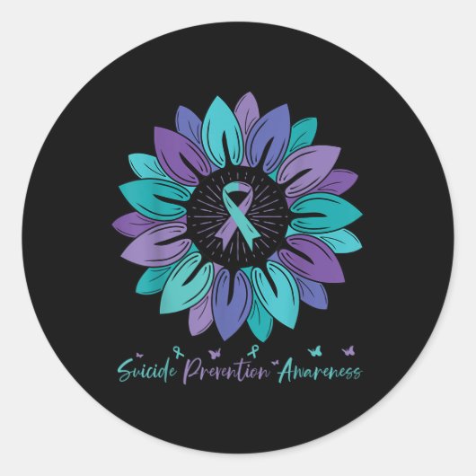 Sunflower Suicide Prevention Awareness Month Ronde Sticker (Voorkant)