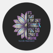 Sunflower Suicide Prevention Awareness Week Blauwg Ronde Sticker (Voorkant)