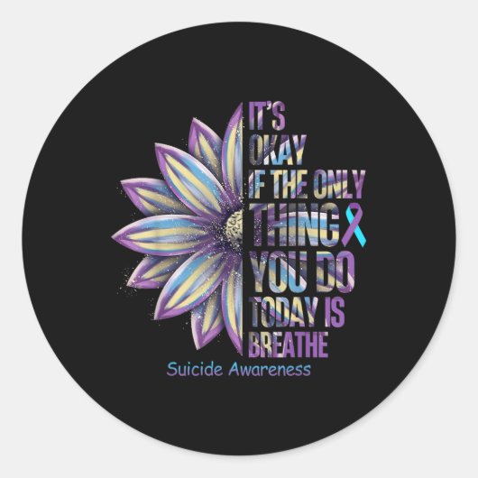 Sunflower Suicide Prevention Awareness Week Blauwg Ronde Sticker (Voorkant)
