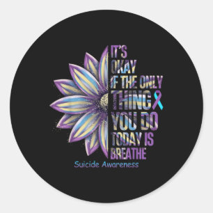 Sunflower Suicide Prevention Awareness Week Blauwg Ronde Sticker