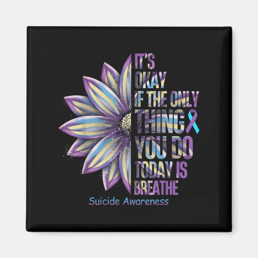 Sunflower Suicide Prevention Awareness Week Teal P Magneet (Voorkant)