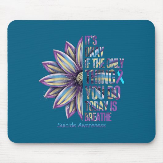 Sunflower Suicide Prevention Awareness Week Teal P Muismat (Voorkant)