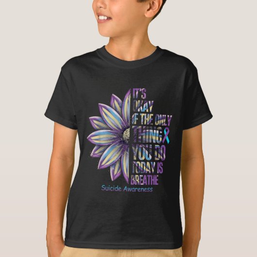 Sunflower Suicide Prevention Awareness Week Teal P T-shirt (Voorkant)