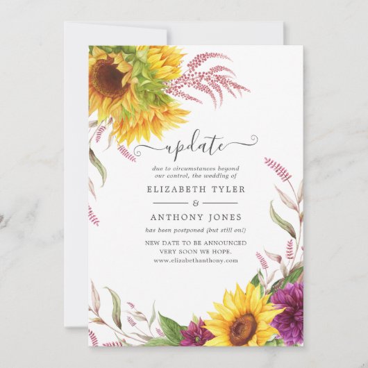 Sunflower Summer Wedding Update Kaart (Voorkant)