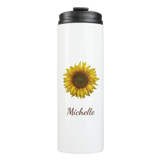 Sunflower Sunflower Rustic Botanical Boho Thermosbeker (Voorkant)