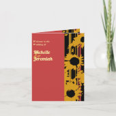 Sunflower Sunset Coral Gold Modern Wedding Kaart (Voorkant)