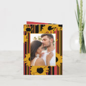 Sunflower Sunset Coral Gold Modern Wedding Kaart (Achterkant)