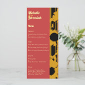 Sunflower Sunset Coral Gold Modern Wedding Menu (Staand voorkant)