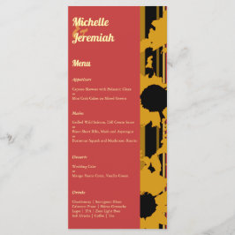 Sunflower Sunset Coral Gold Modern Wedding Menu
