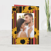Sunflower Sunset Coral Gold Modern Wedding Photo Programma (Achterkant)