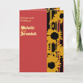 Sunflower Sunset Coral Gold Modern Wedding Photo Programma (Voorkant)