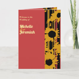 Sunflower Sunset Coral Gold Modern Wedding Photo Programma