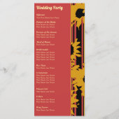 Sunflower Sunset Coral Gold Modern Wedding Programmakaart (Achterkant)