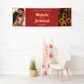 Sunflower Sunset Coral Wedding Congratulations Spandoek (Insitu)