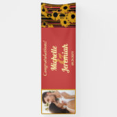 Sunflower Sunset Coral Wedding Congratulations Spandoek (Verticaal)