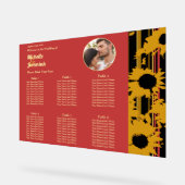 Sunflower Sunset Coral Wedding Photo Seat Chart Acryl Bord (Hoek)