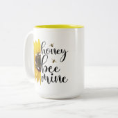 Sunflower Sunshine Be Mine Word Play Tweekleurige Koffiemok (Voorkant links)