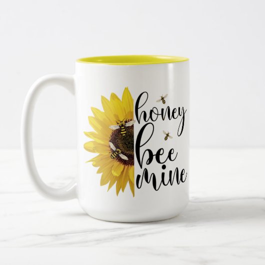 Sunflower Sunshine Be Mine Word Play Tweekleurige Koffiemok (Links)