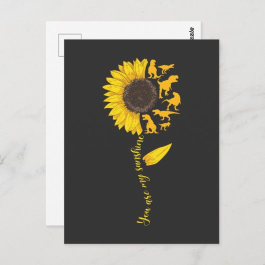 Sunflower Sunshine Cute Dinosaur Lover Trex Dino Briefkaart (Voorkant / Achterkant)
