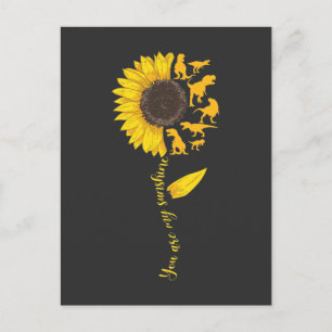 Sunflower Sunshine Cute Dinosaur Lover Trex Dino Briefkaart