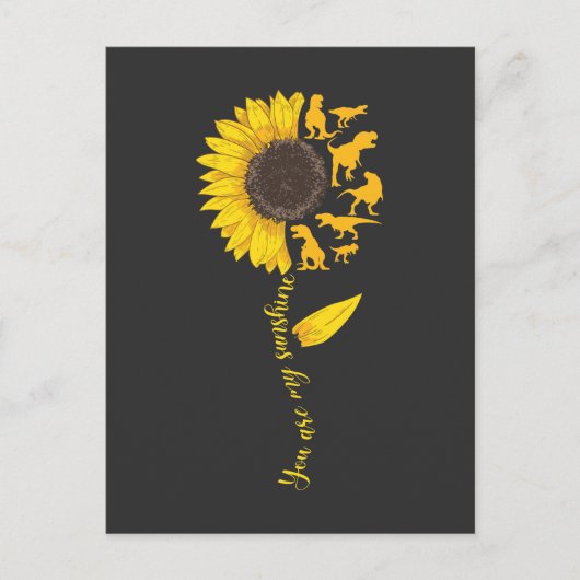 Sunflower Sunshine Cute Dinosaur Lover Trex Dino Briefkaart (Voorkant)