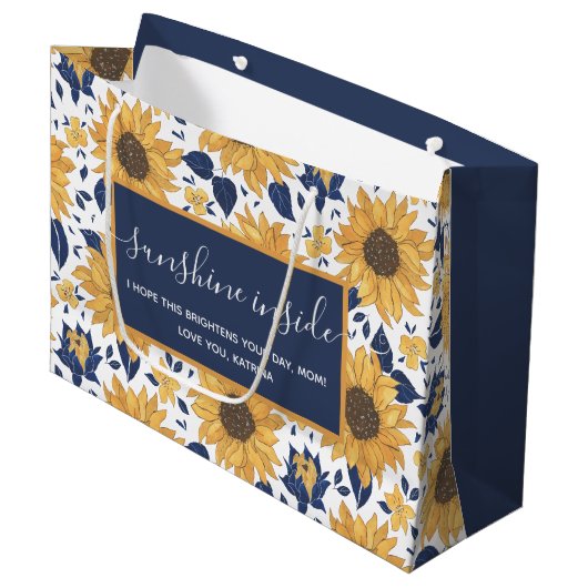Sunflower Sunshine Inside Gift Bag Groot Cadeauzakje (Voorkant Gekanteld)