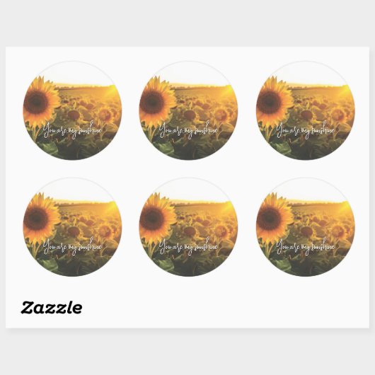 Sunflower Sunshine Ronde Sticker (Vel)
