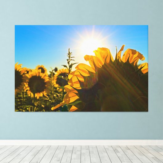 Sunflower Sunstar Canvas Afdruk (Insitu (Houten vloer))