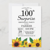 Sunflower Surprise 100ste verjaardag Uitnodiging (Voorkant)