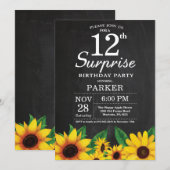 Sunflower Surprise 12th Birthday Invitation Kaart (Voorkant / Achterkant)