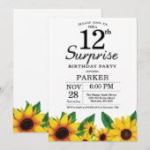 Sunflower Surprise 12th Birthday Invitation Kaart (Voorkant / Achterkant)