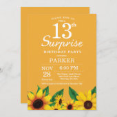Sunflower Surprise 13th Birthday Invitation Kaart (Voorkant / Achterkant)