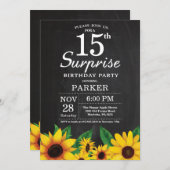 Sunflower Surprise 15e verjaardag uitnodiging (Voorkant / Achterkant)