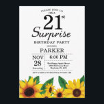 Sunflower Surprise 21st Birthday Invitation Kaart<br><div class="desc">Sunflower Surprise 21st Birthday Invitation. Floral Flowers en White Background landretro. Vrouwendag. 12e 13e 15e 16e 18e 21e 30e 40e 50e 60e 70e 90e 100e, om het even welke leeftijd. Afdrukbaar digitaal. Voor verdere aanpassing, te klikken gelieve de knoop "van de Aanpassing het"en ons ontwerphulpmiddel te gebruiken om deze sjabloon...</div>
