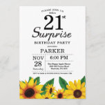 Sunflower Surprise 21st Birthday Invitation Kaart<br><div class="desc">Sunflower Surprise 21st Birthday Invitation. Floral Flowers en White Background landretro. Vrouwendag. 12e 13e 15e 16e 18e 21e 30e 40e 50e 60e 70e 90e 100e, om het even welke leeftijd. Afdrukbaar digitaal. Voor verdere aanpassing, te klikken gelieve de knoop "van de Aanpassing het"en ons ontwerphulpmiddel te gebruiken om deze sjabloon...</div>