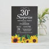 Sunflower Surprise 30th Birthday Invitation Kaart (Staand voorkant)