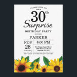 Sunflower Surprise 30th Birthday Invitation Kaart<br><div class="desc">Zonnebloem Verrassend 30th Birthday Uitnodiging. Floral Flowers en White Background landretro. Vrouwendag. 12e 13e 15e 16e 18e 21e 30e 40e 50e 60e 70e 90e 100e, om het even welke leeftijd. Afdrukbaar digitaal. Voor verdere aanpassing, te klikken gelieve de knoop "van de Aanpassing het"en ons ontwerphulpmiddel te gebruiken om deze sjabloon...</div>