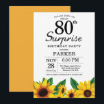Sunflower Surprise 80th Birthday Invitation Kaart<br><div class="desc">Zonnebloem Verrassend 80th Birthday Uitnodiging. Floral Flowers en White Background landretro. Vrouwendag. 12e 13e 15e 16e 18e 21e 30e 40e 50e 60e 70e 90e 100e, om het even welke leeftijd. Afdrukbaar digitaal. Voor verdere aanpassing, te klikken gelieve de knoop "van de Aanpassing het"en ons ontwerphulpmiddel te gebruiken om deze sjabloon...</div>