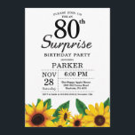 Sunflower Surprise 80th Birthday Invitation Kaart<br><div class="desc">Zonnebloem Verrassend 80th Birthday Uitnodiging. Floral Flowers en White Background landretro. Vrouwendag. 12e 13e 15e 16e 18e 21e 30e 40e 50e 60e 70e 90e 100e, om het even welke leeftijd. Afdrukbaar digitaal. Voor verdere aanpassing, te klikken gelieve de knoop "van de Aanpassing het"en ons ontwerphulpmiddel te gebruiken om deze sjabloon...</div>