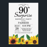 Sunflower Surprise 90th Birthday Invitation Kaart<br><div class="desc">Zonnebloem Verrassend 90th Birthday Uitnodiging. Floral Flowers en White Background landretro. Vrouwendag. 12e 13e 15e 16e 18e 21e 30e 40e 50e 60e 70e 90e 100e, om het even welke leeftijd. Afdrukbaar digitaal. Voor verdere aanpassing, te klikken gelieve de knoop "van de Aanpassing het"en ons ontwerphulpmiddel te gebruiken om deze sjabloon...</div>