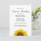 Sunflower Surprise Birthday Party Invitation Kaart (Staand voorkant)
