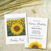 Sunflower Surprise Birthday Party Invitation Kaart
