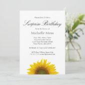 Sunflower Surprise Birthday Party Invitation Kaart (Staand voorkant)