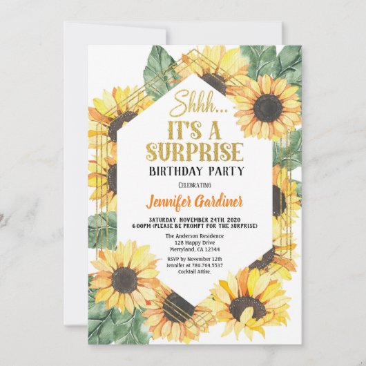 Sunflower Surprise verjaardagsfeestje Kaart (Voorkant)