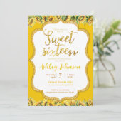 Sunflower Sweet 16 Uitnodiging (Staand voorkant)