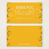 Sunflower Swirl Wedding Drink Ticket Visitekaartje (Voorkant /achterkant)
