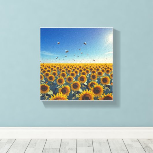Sunflower Symphony Canvas Afdruk (Insitu (Houten vloer))